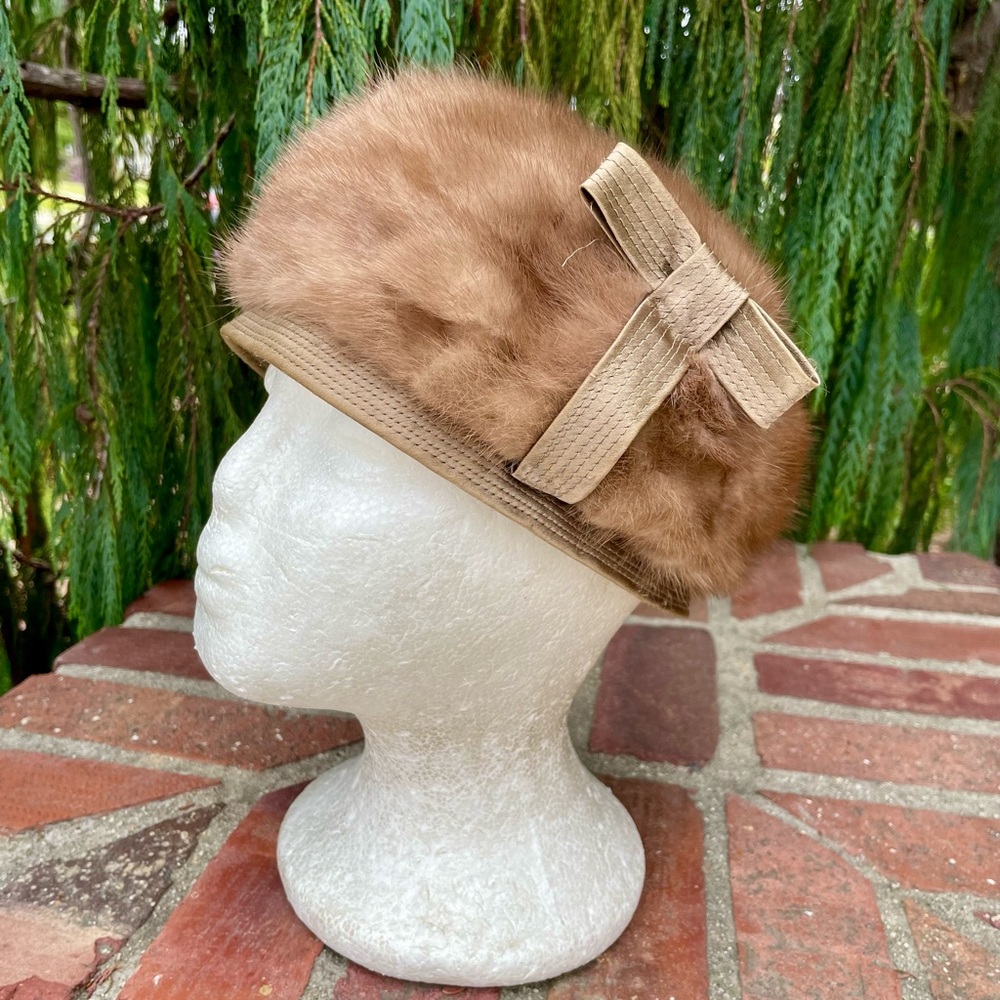 Taupe Genuine Mink Fur Hat Extra Small 20”